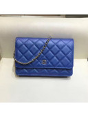 Chanel Iridescent Grained Calfskin Wallet on Chain AP0315 Blue 2019