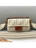 Fendi Baguette Mini Bag with FF embroidery White 2021 8372S