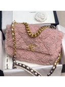 Chanel 19 Shearling Sheepskin Large Flap Bag AS1161 Light Pink 2020