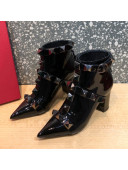 Valentino Roman Stud Patent Leather Ankle Boots 8 cm Black 2021 02