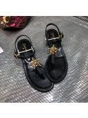 Chanel Grosgrain & Goatskin Flat Sandals With Star Buckle Black 2020