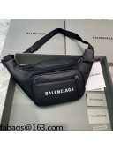 Balenciaga Logo Grained Leather Medium Belt Bag Black 2021 14