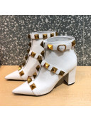 Valentino Roman Stud Calfskin Ankle Boots 8 cm White 2021 04