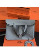 Hermes Halzan Togo Calfskin Leather Bag In Pale Blue