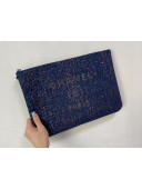 Chanel Sequins Calfskin Pouch A81980 Navy Blue 2020