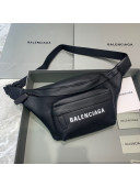 Balenciaga Logo Grained Leather Large Belt Bag Black 2021 12