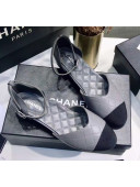 Chanel Mary Janes Ballerina G36048 in Calfskin & Grosgrain Grey 2020