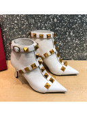 Valentino Roman Stud Calfskin Ankle Boots 8 cm White 2021 08