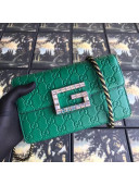 Gucci Signature Leather Shoulder Bag with Square G 544242 Green 2018