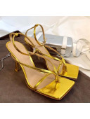 Bottega Veneta Lambskin Straps High-Heel Square Sandals Gold 2020