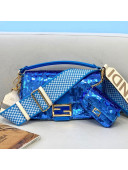 Fendi Baguette Sequins Medium Bag Blue 2021