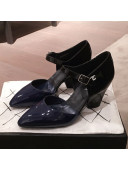 Chanel Patent Calfskin Mary Jane Pumps G35426 Black/Navy Blue 2020