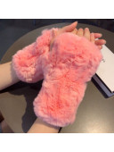 Chanel Fingerless Rabbit Fur Gloves Pink 33 2020