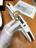 Gucci Leather Web Belt 35mm with Torchon Double G Buckle White 2019