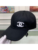 Chanel Side CC Embroidered Canvas Baseball Hat Black 2021