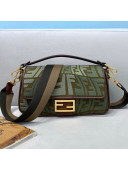 Fendi Baguette Medium Bag in FF Fish-Eye Embroidered Canvas Green 2021 8381