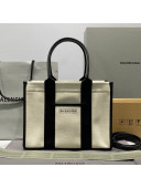 Balenciaga Hardware Small Tote Bag in White Cotton Canvas 2021