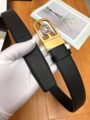 Gucci Grained Calfskin Belt 35mm with Metal Interlocking G Buckle Black/Gold 2019