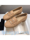 Chanel Lambskin Metal CC Flat Loafers Beige 2020