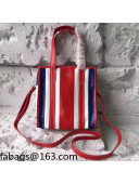 Balenciaga Bazar Striped Shopper Mini Shopping Bag Red 2021