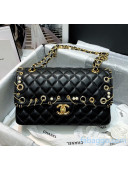 Chanel Quilted Lambskin Classic Flap Bag With Pearls and Chain Black 2020