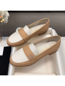 Chanel Lambskin Pearl CC Flat Loafers Beige/White 2020