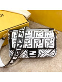 Fendi Baguette FF Leather Medium Bag White/Black 2020