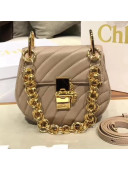 Chloe Mini Drew Bijou Shoulder Bag in Quilted Calfskin Nude 2018(Golden Hardware)