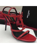 Saint Laurent Leather Cassandra Sandal with Tone-on-tone Logo Red 2019