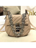 Chloe Mini Drew Bijou Shoulder Bag in Quilted Calfskin Nude 2018(Silver Hardware)