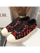 Dior Walk'n'Dior Sneakers in Red Multicolor Mizza Embroidered Cotton 2021