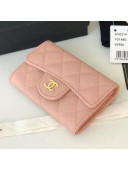 Chanel Grained Leather Classic Card Holder AP0214 Light Pink 2019