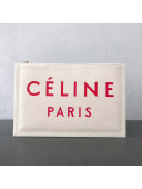 Celine Made in Large Clutch Pouch in Textile White/Red 2018