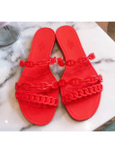  Hermes "Chaine d'Ancre" PVC Flat Sandal Red 2020