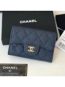 Chanel Grained Leather Classic Card Holder AP0214 Navy Blue 2019