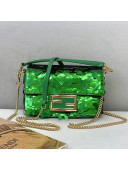 Fendi Baguette Sequins Mini Bag Green 2021