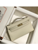 Hermes Kelly Pochette Bag 22cm Cream White/Gold 2022 21