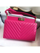 Chanel Chevron Calfskin Reissue Clutch Bag Rosy F/W 2018