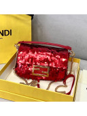 Fendi Baguette Sequins Mini Bag Red 2021