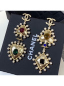 Chanel Pearly Heart and Playing Card Earrings 2019