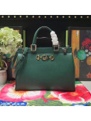 Gucci Zumi Grainy Leather Medium Top Handle Bag ‎564714 Green 2019