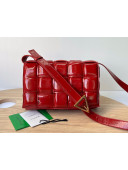 Bottega Veneta Padded Cassette Deerskin Leather Crossbody Messenger Bag Chili Red 2022