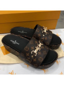 Louis Vuitton Jumbo LV Buckle Flatform Slide Sandals Monogram Canvas 2021 