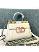 Valentino Medium Alcove Handbag in Grainy Calfskin White/Gold 3300