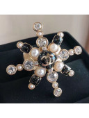 Chanel Crystal and Pearl Snowflake Ring AB1844 White/Black 2019