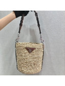 Prada Straw Woven Bucket Bag 1BC128 Beige 2021