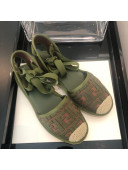 Fendi FF Laces Flat Espadrilles Green 2020