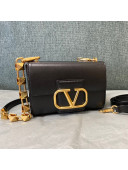 Valentino Stud Sign Grainy Calfskin Shoulder Bag 0777 Black/Gold 2021