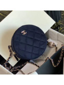 Chanel Velvet Round Clutch with Chain and Crystal Ball AP0245 Navy Blue 2020