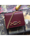 Gucci Zumi Grainy Leather Card Case on Chain 570660 Burgundy